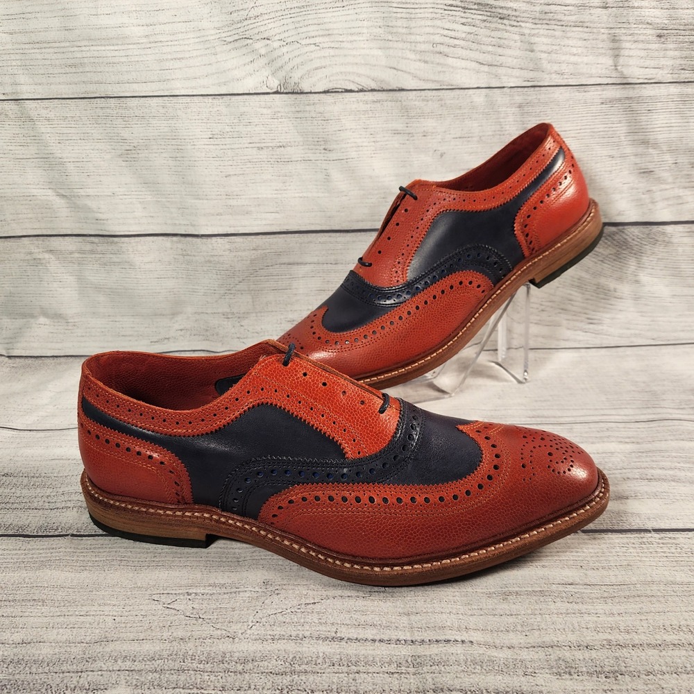 Allen Edmonds McAllister Men's Size 10 Orange Blue Leather Wingtip Oxford Shoes